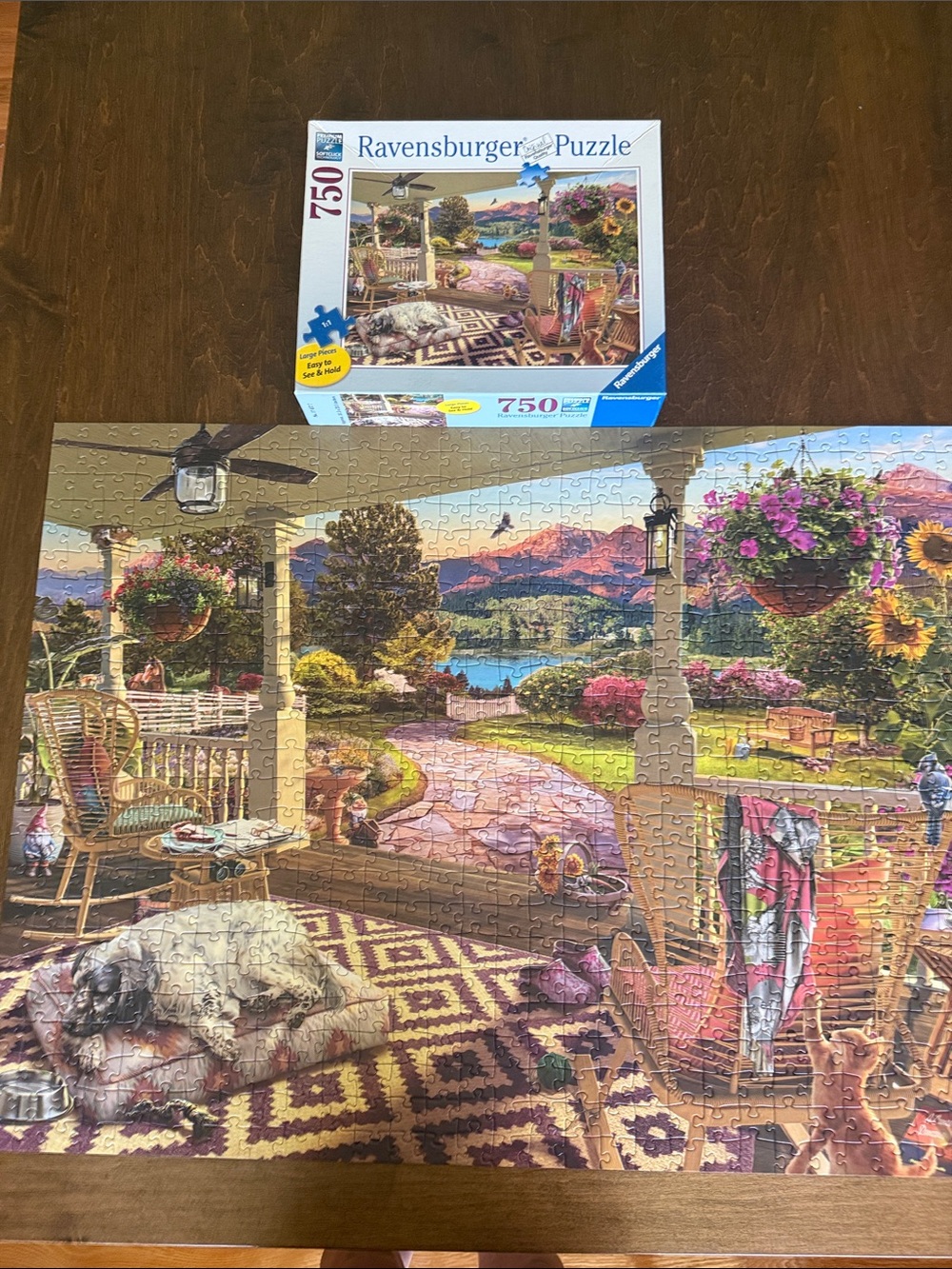 Ravensburger Porch Garden Puzzle - Purple, Pink, Green, Blue